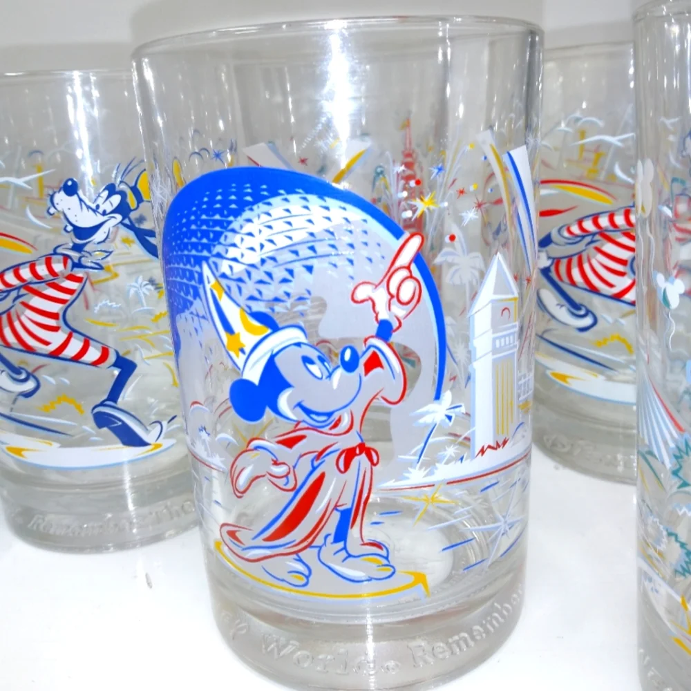 Vintage Walt Disney World Set Of Six Remember the Magic Glasses